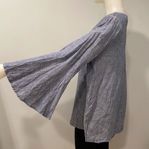 Cynthia Rowley 100% Linen Chambray Shirt Top Blouse 1x